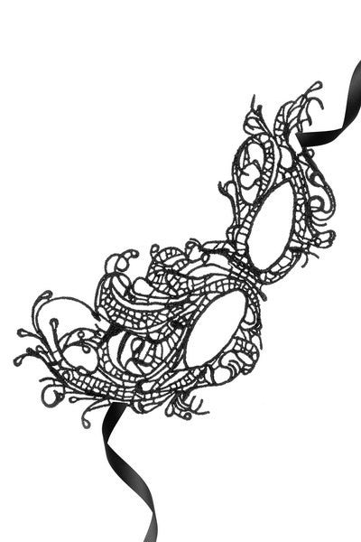 Masque loup en dentelle noire brodée – Modèle 08