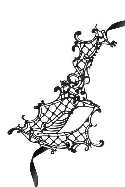 Masque loup en dentelle noire brodée – Modèle 10