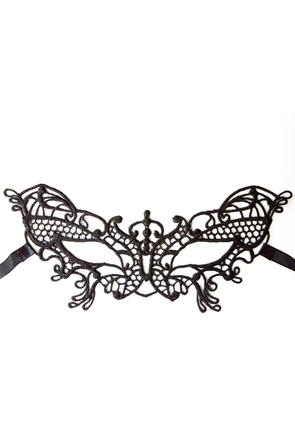 Masque loup en dentelle noire brodée – Modèle 13