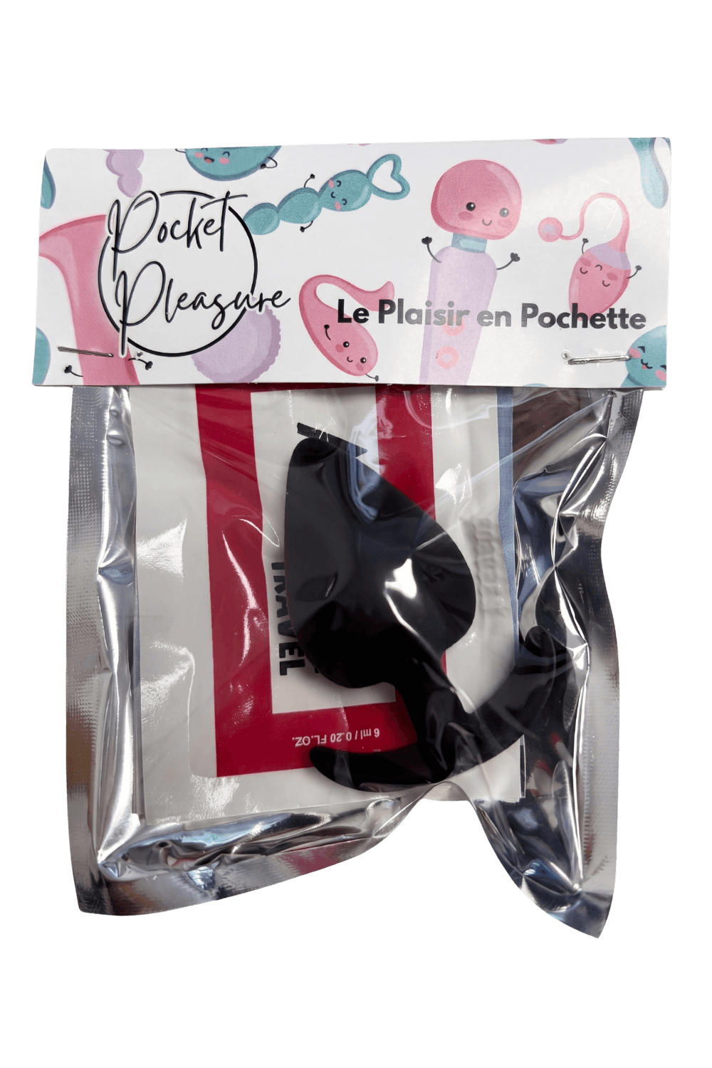 Plug Anal Silicone Noir XS Pocket Pleasure 1 dosette de lubrifiant