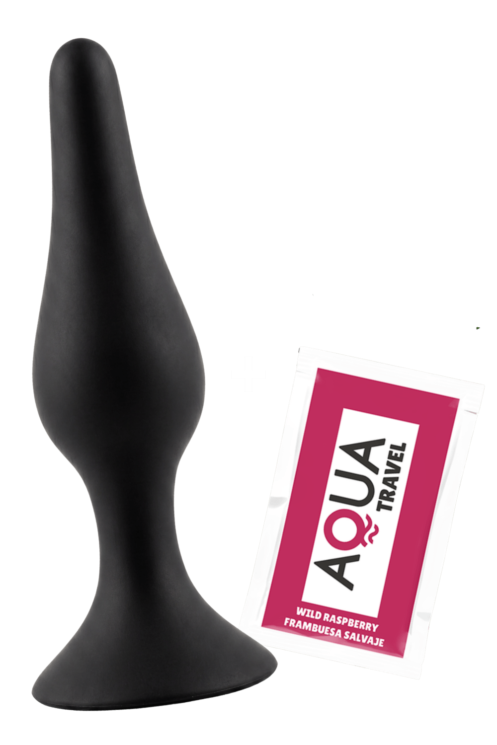 Plug Anal Noir en Silicone XL avec Ventouse Taille XL 15 cm Pocket Pleasure 1 dosette de lubrifiant