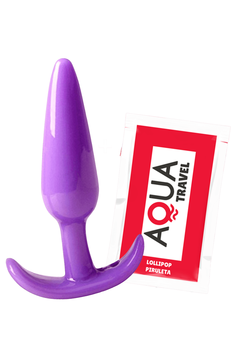 Plug anal violet souple base évasée Pocket Pleasure 1 dosette de lubrifiant