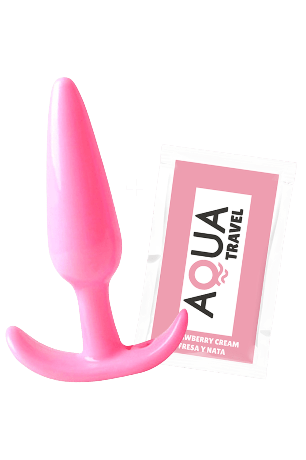 Plug anal rose souple base évasée Pocket Pleasure 1 dosette lubrifiant