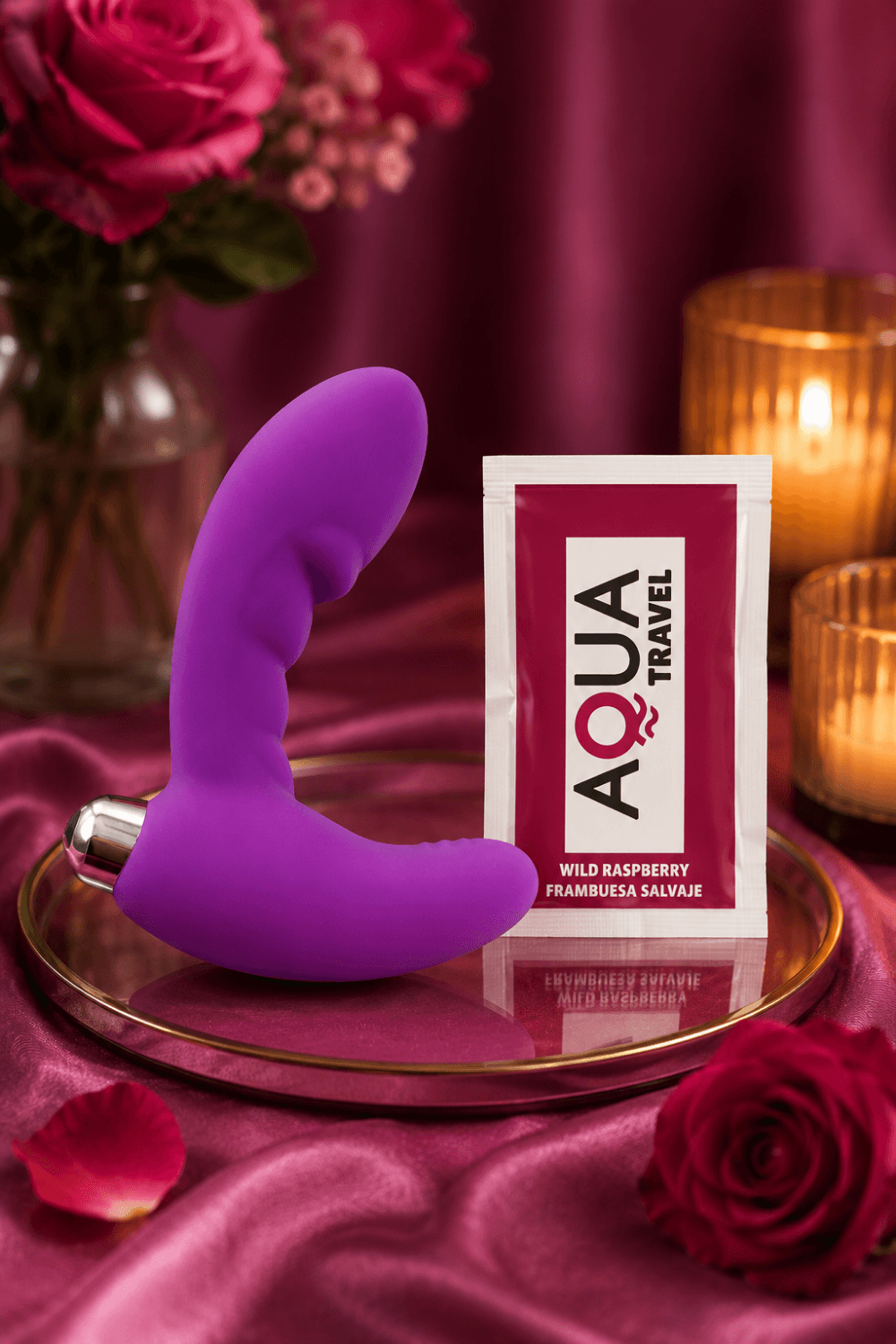 Vibromasseur anal violet stimulateur de prostate Pocket Pleasure 1 dosette lubrifiant