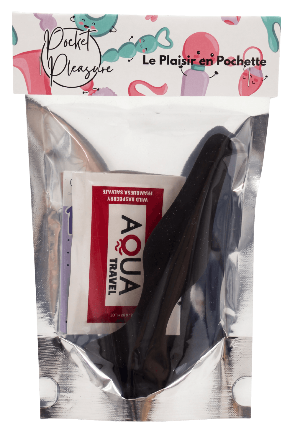 Plug Anal Noir en Silicone L avec Ventouse Taille L 12,7 cm Pocket Pleasure 1 dosette de lubrifiant