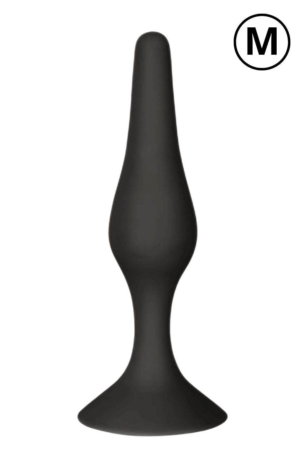 Plug Anal Noir en Silicone M avec Ventouse Taille M 11,3 cm Pocket Pleasure 1 dosette de lubrifiant