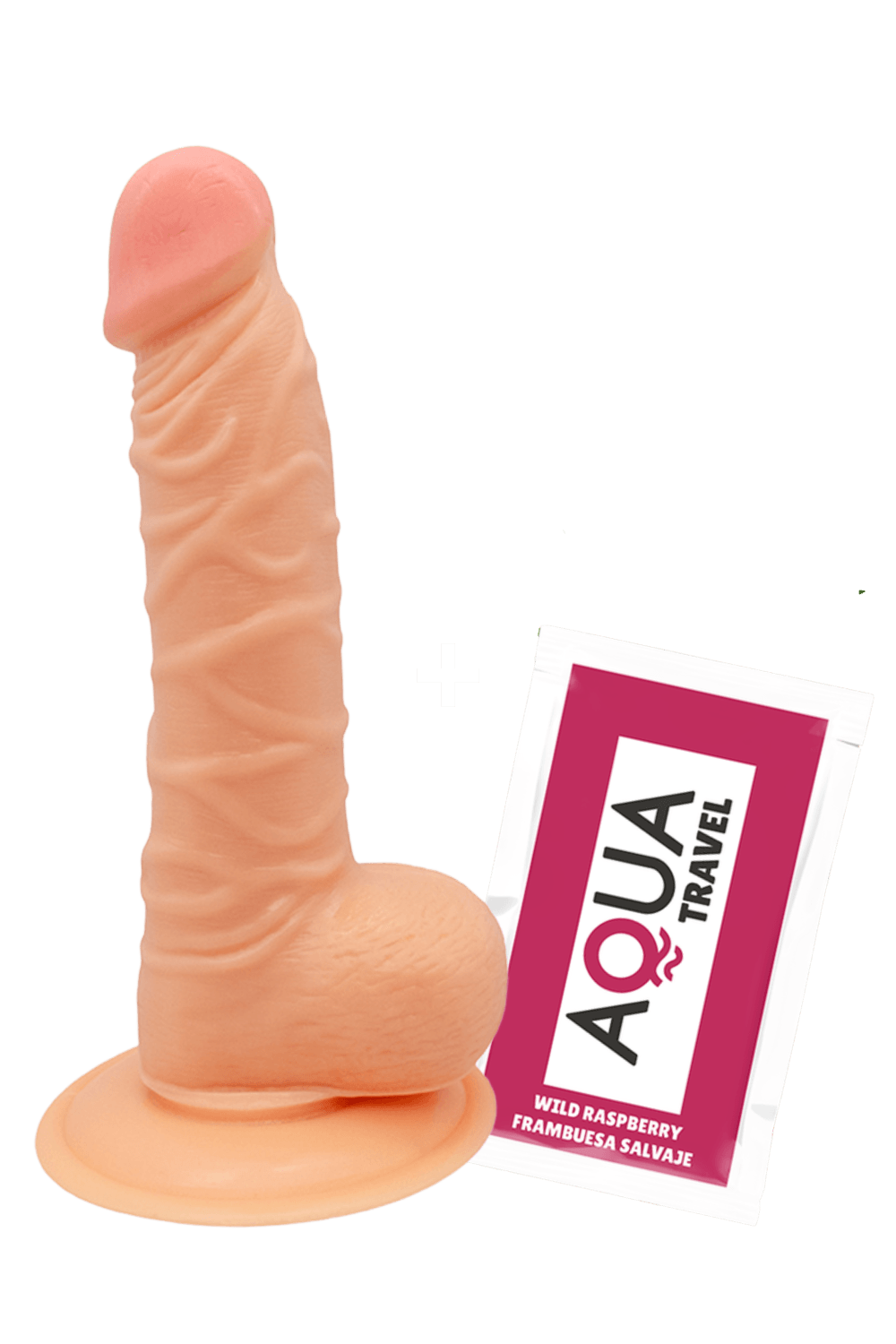 Gode Réaliste Ventouse avec Testicules 1 dosette de lubrifiant — Pocket Pleasure