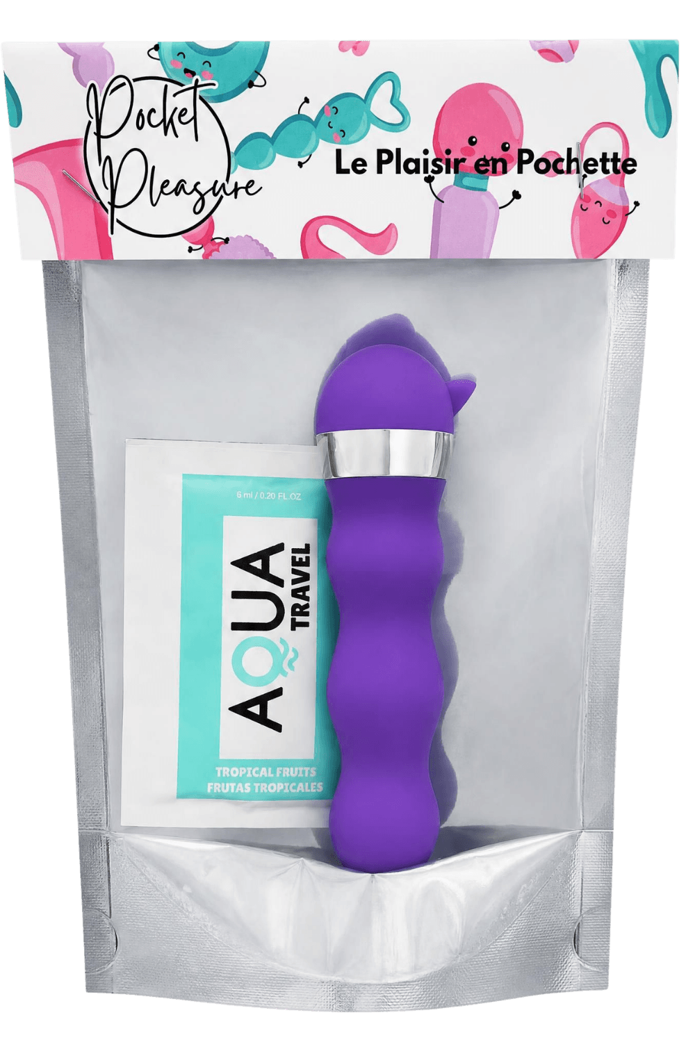 Mini Vibromasseur ondulés Pocket Pleasure 1 dosette de lubrifiant