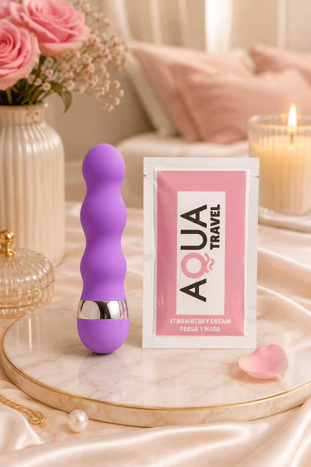 Mini Vibromasseur ondulés Pocket Pleasure 1 dosette de lubrifiant