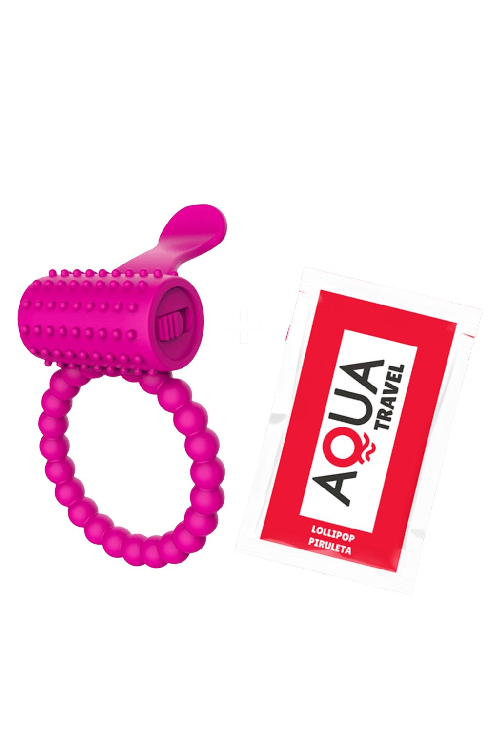 Anneau vibrant silicone avec langue picot Pocket Pleasure 1 dosette de lubrifiant