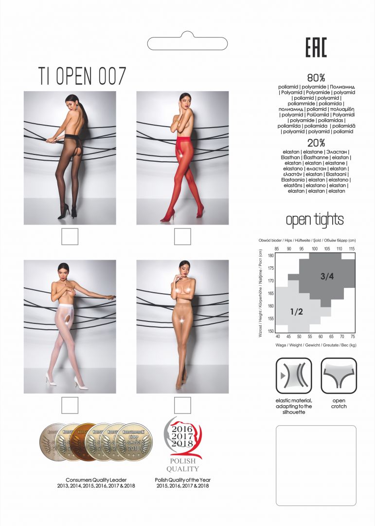 TI007R Collants ouverts 20 DEN - Rouge