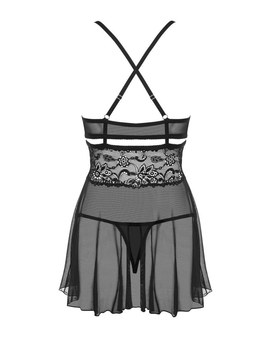 838-BAB-1 babydoll - Noir