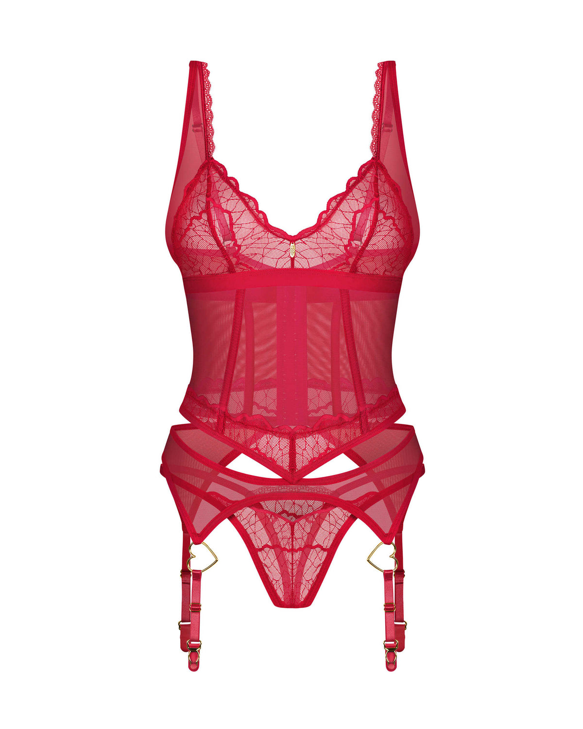 Cupide Desir corset et string - Rouge