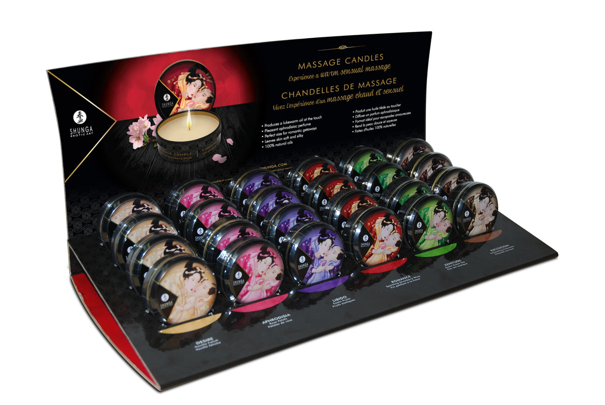 Présentoire mini bougies de massage - 24 unités
