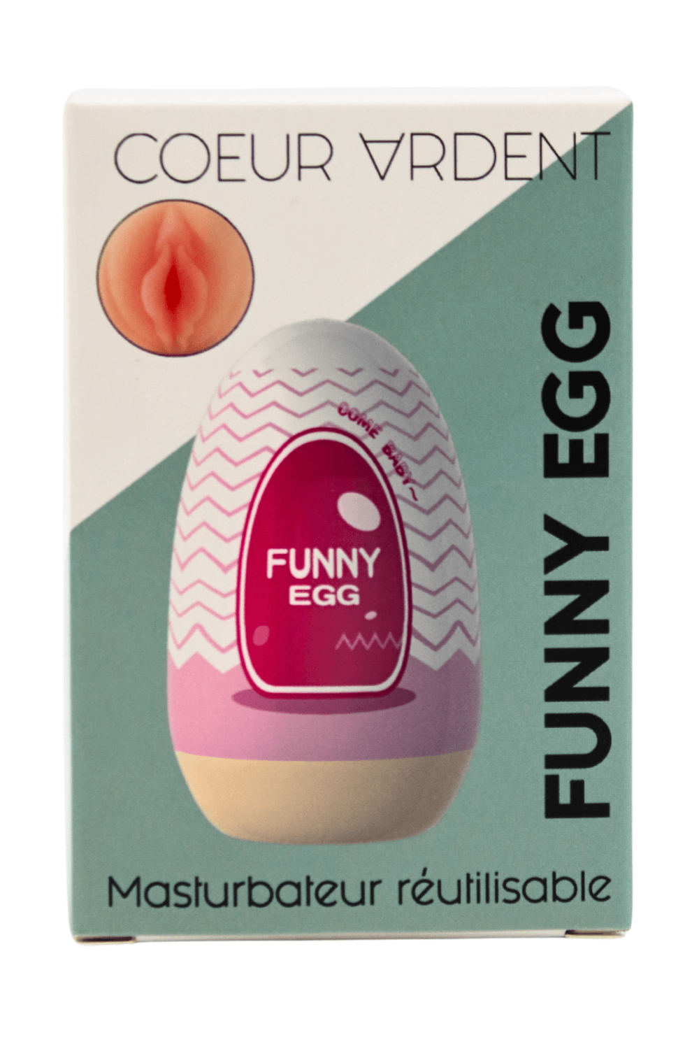 Gaine Masturbatrice Réutilisable FUNNY EGG – Design Réaliste Vagin lèvres épaisses